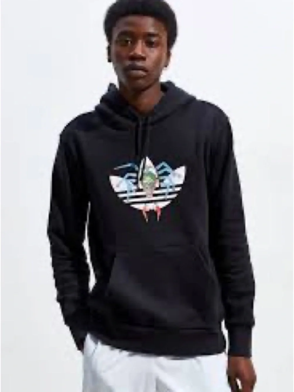 adidas Black Graphic Trefoil Hooded Sweatshirt